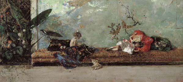 Marsal, Mariano Fortuny y The Artist's Children in the Japanese Salon Sweden oil painting art